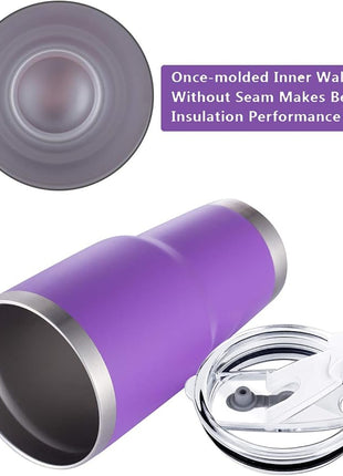 D·S 30oz Purple Tumbler Stainless Steel Double Wall Vacuum Insulated Mug with Straw and Lid, Cleaning Brush for Cold and Hot Beverages (30oz Purple)…