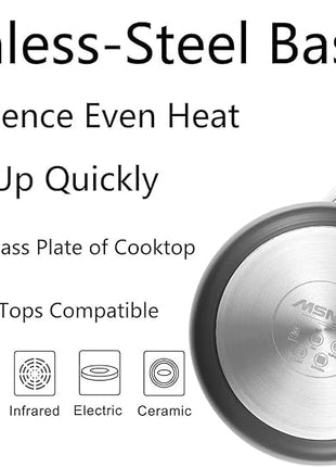 MsMk 12 1/2 inch Non Stick Frying Pan with Lid,Titanium and Ceramic Nonstick Large Skillet，Stay-Cool Handle,Scratch-resistant,Non-Toxic,Induction，Dishwasher Safe, Oven Safe to 700°F