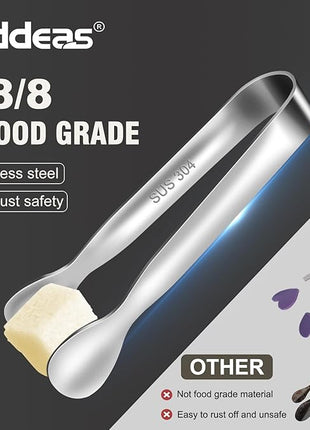 Mini Tongs For Serving Food，Set fo 12 Small Tongs For Appetizers，Small Stainless Steel Metal Cooking Tong，for Tea Party Coffee Bar, 4 inch Sugar Tong - Silver