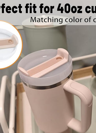 40 OZ Tumbler Lid Replacement - 2 Pack Spill Proof Covers for Stanley Travel Tumbler (Opaque - Rose Quartz)