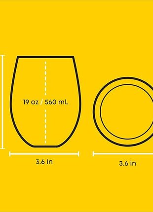 JoyJolt Marvel Spider-Man Spidey-Sense Stemless Drinking Glasses, 19oz Superhero Glass Tumblers, Set of 4 Drink Glasses, Marvel Gifts for Men and Women