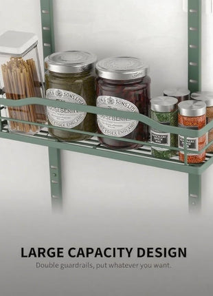 Moforoco Sage Green 9-Tier Over The Door Pantry Organizer, Pantry Organization and Storage, Black Hanging Basket Wall Spice Rack Seasoning Shelves