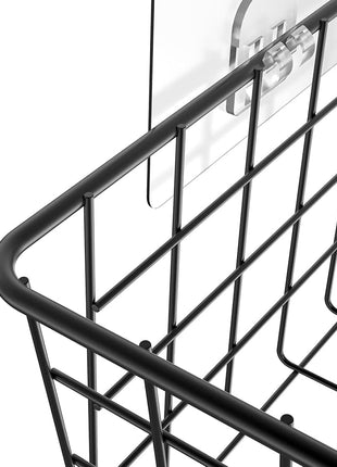 MaraFansie Over the Cabinet Door Organizer Wall Wire Baskets Hanging Kitchen Basket Shelf for Cabinet & Pantry Organization and Kitchen, Bathroom, Bedroom Storage, with Adhesive, Black, 3 Pack
