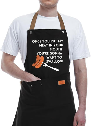 REHAVE Gift Ideas For Her Him - Birthday Gifts For Men, Dad, Husband, Boyfriend, Brother - Funny BBQ Apron for Men with Pockets, Dad Gifts from Daughter, Son - Cooking Gifts, BBQ Gifts, Grill Apron