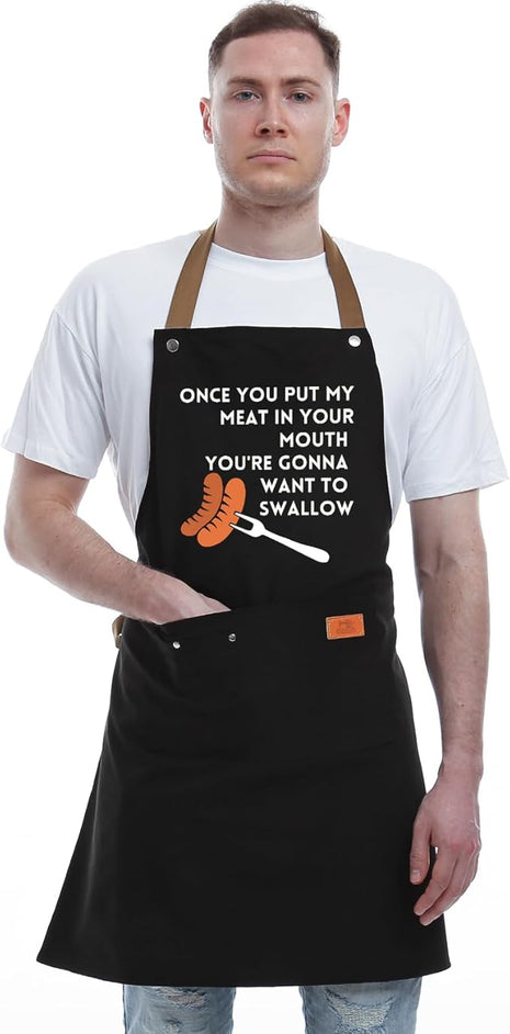REHAVE Gift Ideas For Her Him - Birthday Gifts For Men, Dad, Husband, Boyfriend, Brother - Funny BBQ Apron for Men with Pockets, Dad Gifts from Daughter, Son - Cooking Gifts, BBQ Gifts, Grill Apron