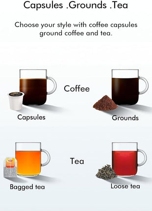 Single Serve Coffee Maker - 3-in-1 K Pod Coffee Machine, Ground, Leaf Tea, 50oz Reservoir, Red