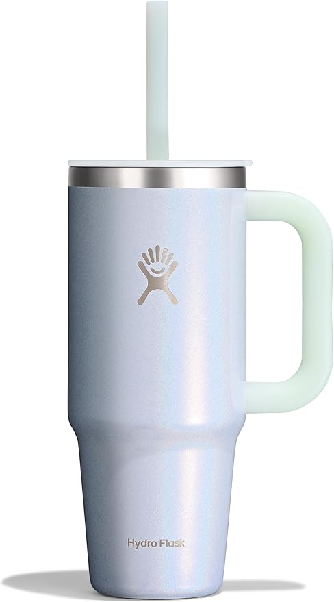 Hydro Flask 24 Oz Travel Tumbler with Handle, Lid and Straw - Insulated Stainless Steel in 24 Oz Glimmer Blue