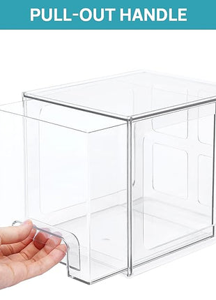 Vtopmart 2 Pack Stackable Storage Drawers, 6.6''Tall Acrylic Bathroom Makeup Organizers,Clear Plastic Storage Bins For Vanity, Undersink, Kitchen Cabinet,Pantry Organization and Storage