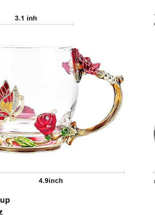 OEAGO Gifts for Mom Women Stocking Stuffers for Women Christmas Glass Coffee Enamels Mug Valentines Day Gifts for Her Girlfriend Wife Best Birthday Valentine's Mothers Day from Daughter Son Tea Cup