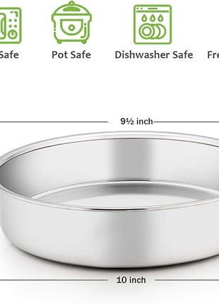 E-far 9½ Inch Cake Pan Set of 2, Stainless Steel Round Cake Baking Pans, Non-Toxic & Healthy, Mirror Finish & Dishwasher Safe