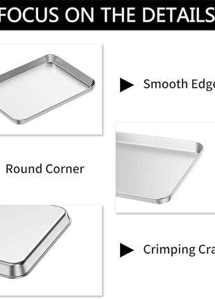 Baking Sheets 2 Pieces, Bastwe Cookie Sheets Set Stainless Steel Baking Pans Toaster Oven Tray Pans, Rectangle Size 12 × 10 × 1 inch, Rustproof & Healthy & Easy Clean & Dishwasher Safe