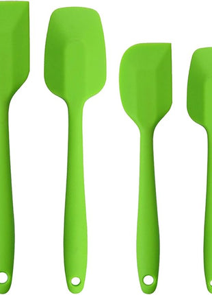 Silicone Spatulas Set, Rubber Spoon Spatula Heat Resistant Spoonula One Piece Design Seamless Spatula Non-Stick Scrapers Baking Mixing Tool (Green Set)