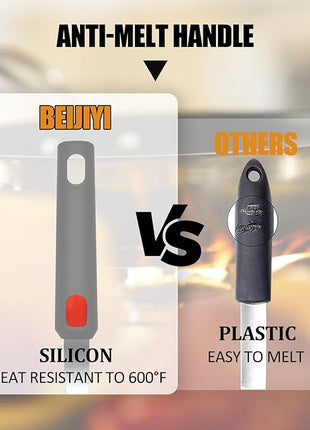 Silicone Spatula Turner Set of 3, Beijiyi 600°F Heat Resistant Cooking Spatulas for Nonstick Cookware, Large Flexible Kitchen Utensils BPA Free Rubber Spatula Set for Egg, Pancake, Fish (Gray)