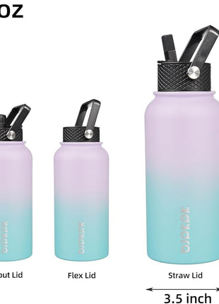 BJPKPK Insulated Water Bottles with Straw Lid, 27oz Stainless Steel Water Bottle with 3 Lids, Leak Proof BPA Free Metal Thermo, Mugs, Tumblers, Keep Cold Hot - Lavender Green