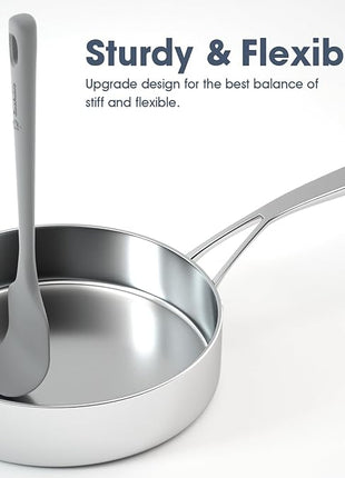 5 Pieces Silicone Spatula Set, Food Grade Rubber Spatula, Upgrade Strong Handle with Ergonomic Grip, Heat Resistant Up to 600°F for Nonstick Cookware, Cooking Gray