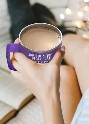 NOWWISH Inspirational 14oz Purple Mug with Handle, Sometimes You Forget You're Awesome Stocking Stuffer for Women, Unique Christmas Birthday Gifts for Her, Mom, Daughter, Wife