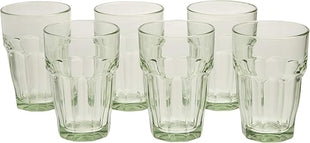 Bormioli Rocco Rock Bar 12.5 oz. Long Drink Stackable Tempered Beverage Glasses for Cold Drinks, Water, and Cocktails, Set of 6, Mint Green