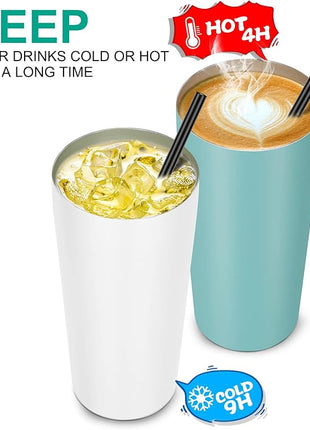 VEGOND 20oz Tumbler Bulk with Lid and Straw 12 Pack, Stainless Steel Vacuum Insulated Tumbler, Double Wall Coffee Cup Travel Mug, River Green