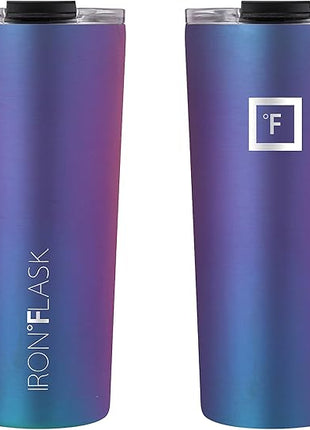 IRON °FLASK Grip Novelty Coffee Mug - Leak Proof, Vacuum Insulated Stainless Steel Bottle, Double Walled, Thermo Travel, Hot Cold, Water Metal Canteen - Aurora, 24 Oz - Classic Bottom