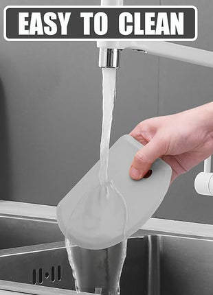 Sapid Flexible Curved Edge Silicone Bowl Scraper(5.98"x4.3"), Food Grade Dough Scraper for Baking Sourdough Bread, Cake, Multipurpose Kitchen Dish Scrapers, Easy to Clean (1, Gray)