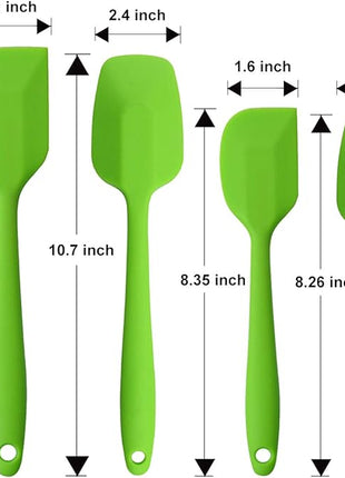 Silicone Spatulas Set, Rubber Spoon Spatula Heat Resistant Spoonula One Piece Design Seamless Spatula Non-Stick Scrapers Baking Mixing Tool (Green Set)