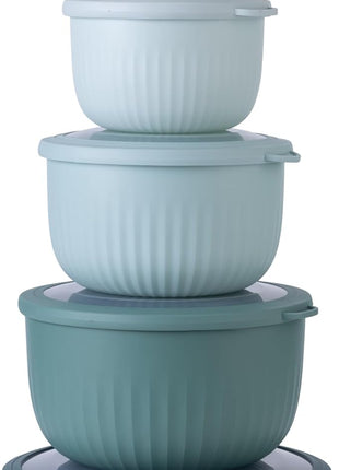 COOK WITH COLOR Prep Bowls with Lids- Wide and Deep Nesting Plastic Small Mixing Bowl Set with Lids, 12 Piece Set - Deep Bowls, Teal