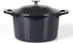 Martha Stewart Gatwick 7 QT Enamel Cast Iron Dutch Oven – Navy Blue, Heavy-Duty Durable Dutch Oven for Slow Cooking, Braising, and Baking