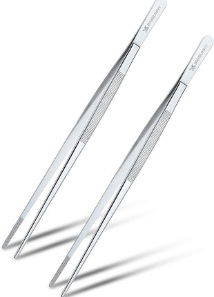 MSY BIGSUNNY 10 Inch Kitchen Food Tweezers Fine Stainless Steel Tweezer Tongs, Multi-function Kitchen Serving Tongs - Set of 2