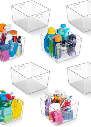 ClearSpace Clear Plastic Storage Bins – XL 8 Pack Perfect Kitchen or Pantry Organization Fridge Organizer and Storage Bins, Cabinet Organizers