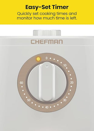 Chefman TurboFry 2-Quart Air Fryer, Dishwasher Safe Basket & Tray, Use Little to No Oil For Healthy Food, 60 Minute Timer, Fry Healthier Meals Fast, Heat And Power Indicator Light, Temp Control, White