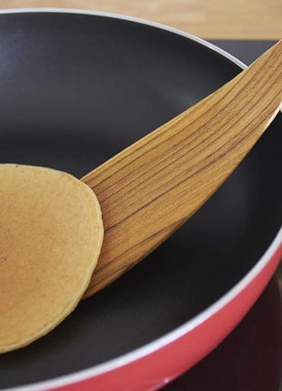 FAAY 11.5” Left-Hand Compact Wooden Spatula – Angled Teak Turner for Left-Handed Cooking, Flat Wide Blade for Stir-Fry, Flipping & Scraping, Handcrafted Thai Teak, Safe for Nonstick Cookware