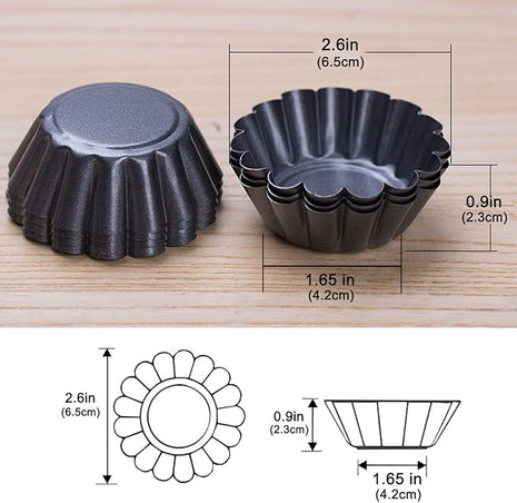 12 Packs Egg Tart Mold, Size 2.6 x 0.9inch, Cupcake Cake Muffin Mold Tin Pan Baking Tool, Carbon Steel