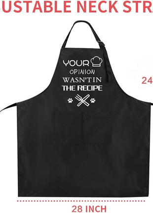 ZOORON Funny Black Chef Aprons for Men Adjustable BBQ Grill Kitchen Cooking Aprons with Pockets, Grill Accessories