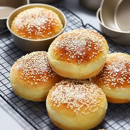 3PCS Air Fryer Mini Pie Pan Tart Tins, Jumbo Muffin Cupcake Pan 4 Inch Hamburger Bun Mold, Non-Stick Air Fryer Egg Baking Pan Individual Mini Cake Cups for Baking