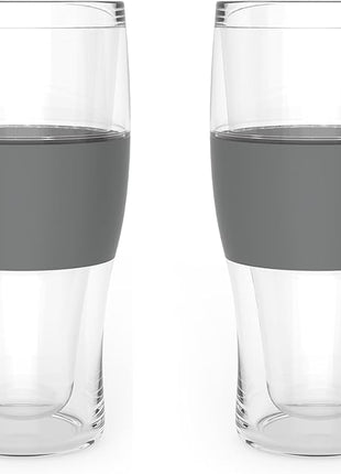 Host Freeze Beer Glasses, Freezable Beer Gifts for Men, Double Wall Insulated Pint Set, Tumbler for Cold Drinks, 16, Set of 2, Gray