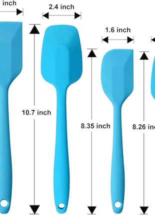 Silicone Spatulas Set, Rubber Spoon Spatula Heat Resistant Spoonula One Piece Design Seamless Spatula Non-Stick Scrapers Baking Mixing Tool (Blue Set)