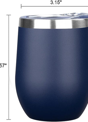 12 Oz Insulated Wine Tumbler with Lid Double Wall Vacuum Stainless Steel Wine Glass Coffee Mug Insulated Tumbler Cup for Champaign, Cocktail, Beer (Multi, 6 Pack)
