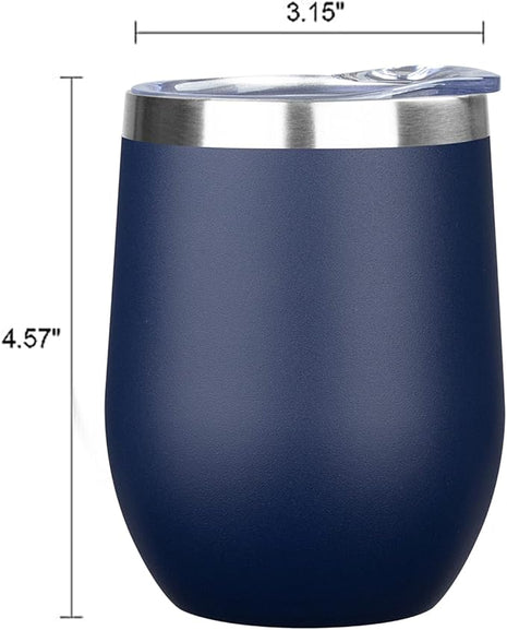 12 Oz Insulated Wine Tumbler with Lid Double Wall Vacuum Stainless Steel Wine Glass Coffee Mug Insulated Tumbler Cup for Champaign, Cocktail, Beer (Multi, 6 Pack)