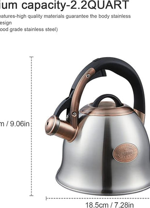 Tea Kettle -2.2 Quart Tea Kettles Stovetop Whistling Teapot Stainless Steel Tea Pots for Stove Top Whistle Tea Pot