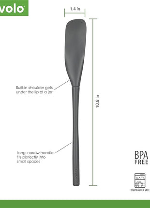 Tovolo Flex-Core Silicone Spatula Jar Scraper - Long-Handled Rubber Spatula with Angled Head for Scooping & Scraping - Heat-Resistant Spatulas for Kitchen Use, Dishwasher Safe & BPA-Free