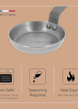 De Buyer MINERAL B Carbon Steel Egg & Pancake Pan - 4.75” Diameter - PFAS, PFOA & PFOS Free - Made in France