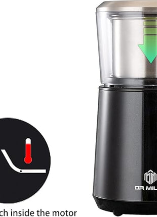 DR MILLS DM-7451 Electric Coffee Grinder, Coffee Bean Grinder Electric Dried Spice, Nut, Herb Grinder, Detachable Cup, Dishwashable, SUS304 Stainless Steel