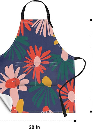 Britimes Floral Flower Spring Leaf Apron Home Kitchen Cooking Baking Gardening for Women Men with Pockets 32x28 inch