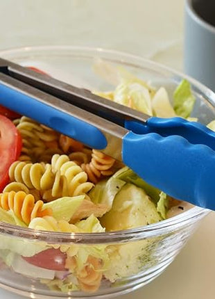 9-Inch Cooking Tongs with Silicone Tips, Set of 3 (Blue)