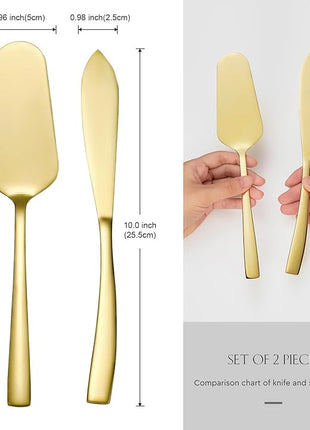 AW BRIDAL Gold Wedding Cake Knife and Server Set, Cake Cutting Set Pie Pastry Servers for Parties Events Bridal Shower Anniversary Engagement Gifts