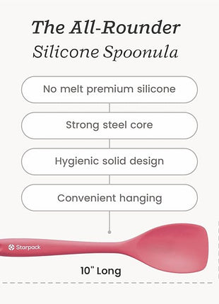 Starpack 'The All Rounder' Premium Silicone Spoonula Spatula - Up to 600°F Heat Resistant Spatula Spoons - Best Silicone Spoonulas - Rubber Spoon Spatulas - Kitchen Spoon Spatulas for Cooking
