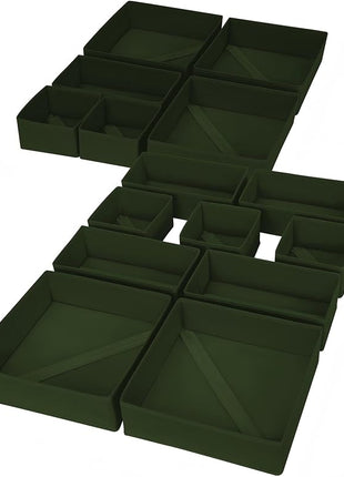 DIMJ Drawer Organizer Clothes, 15 Pack Dresser Organizer, Foldable Closet Organizers and Storage, Fabric Dresser Bins, Drawer Dividers for Nursery, Baby Clothes, Underwears, Sock (Green)