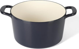 Martha Stewart Gatwick 7 QT Enamel Cast Iron Dutch Oven – Navy Blue, Heavy-Duty Durable Dutch Oven for Slow Cooking, Braising, and Baking