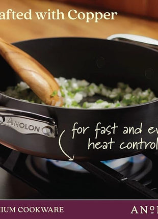 Anolon 83874 Nouvelle Copper Hard Anodized Nonstick Cookware Set / Pots and Pans Set - 11 Piece, Black Onyx