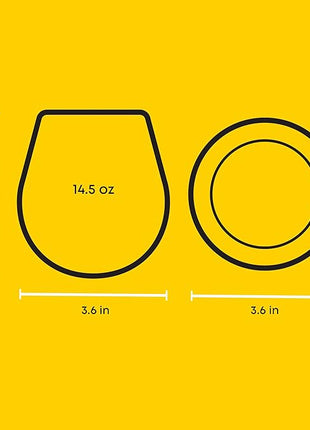 JoyJolt Spirits Stemless Wine Glasses for Red or White Wine (Set of 4)-15-Ounces